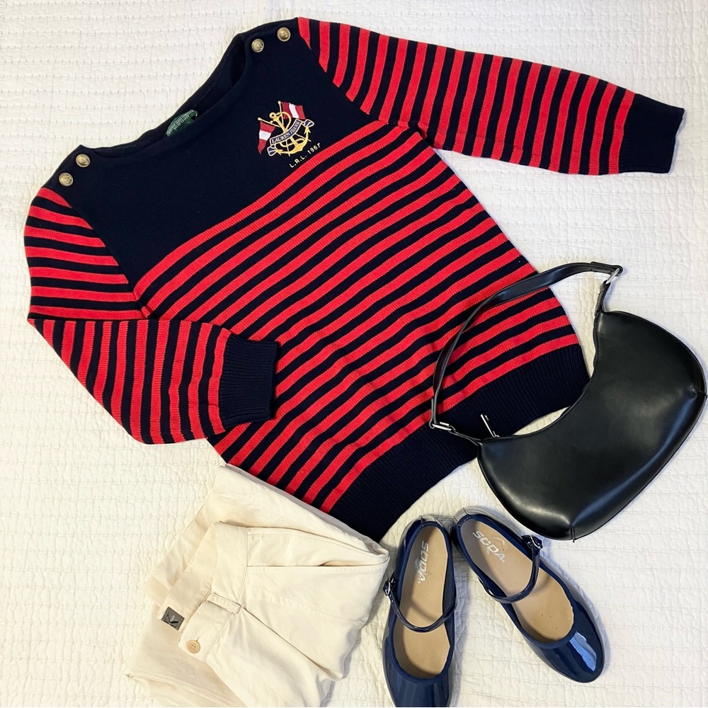 Ralph Lauren Navy & Red Striped Sailor Sweater